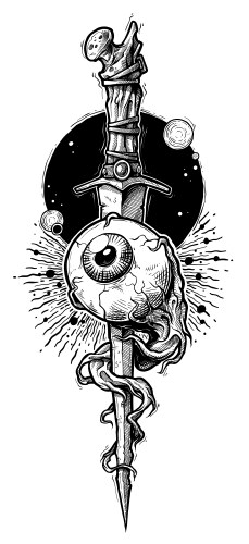 Graphic dagger pierce human eye with nerve Vector Image