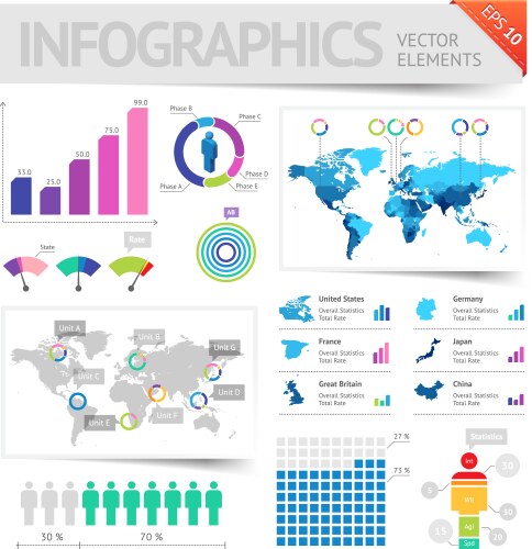 Modern Data & Chart Elements vector image