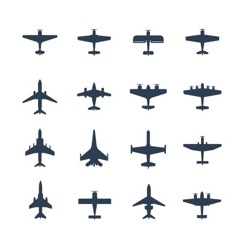 Airplane icon set Royalty Free Vector Image - VectorStock
