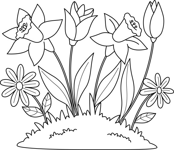 Hello spring coloring page black and white Vector Image