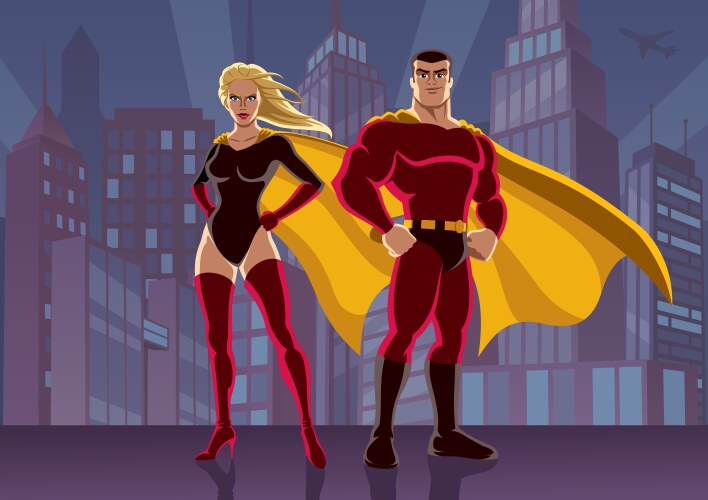 superhero couple 2 vector image