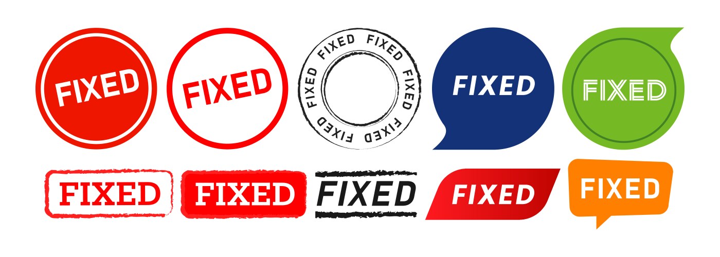 Fixed stamp label round grunge sign – Royalty-Free Vector | VectorStock