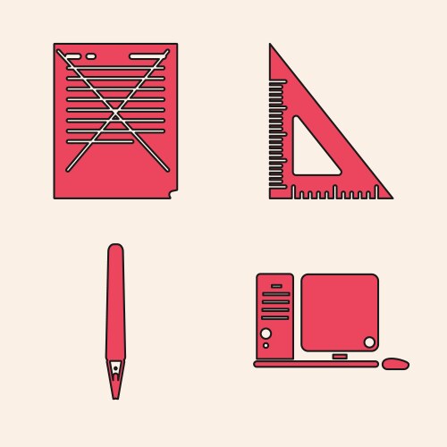 Set computer monitor with keyboard and mouse exam vector image
