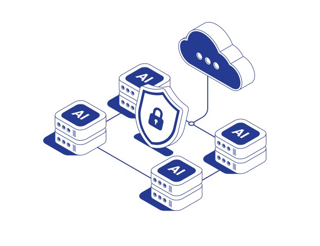 Ai cloud server technology system with secure data vector image