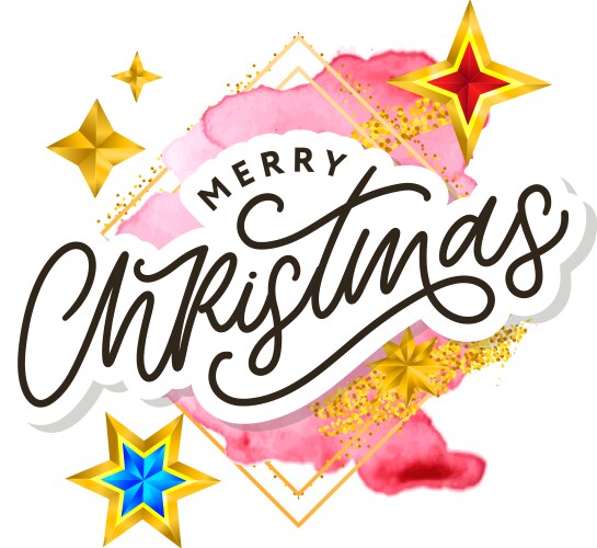 Merry christmas text decorated with hand drawn Vector Image