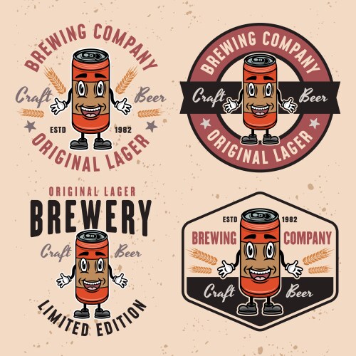 Brewery company monochrome emblem badge Royalty Free Vector