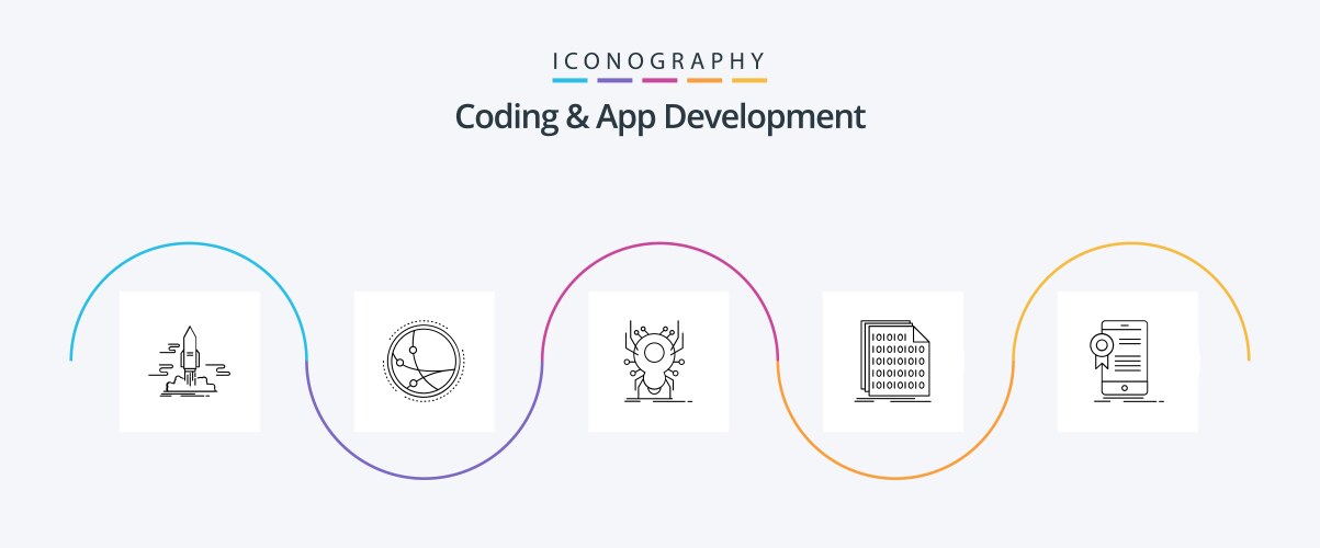 Coding and app development line 5 icon pack vector image