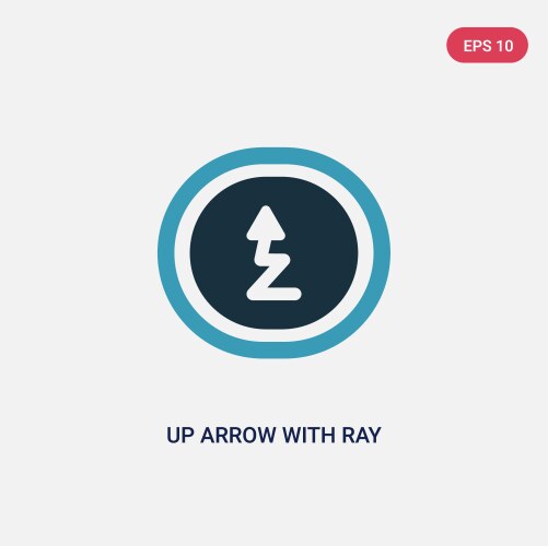 Two color up arrow with ray tracing icon from vector image