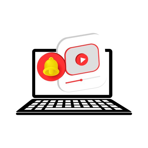 3d object laptop with content notification design vector image