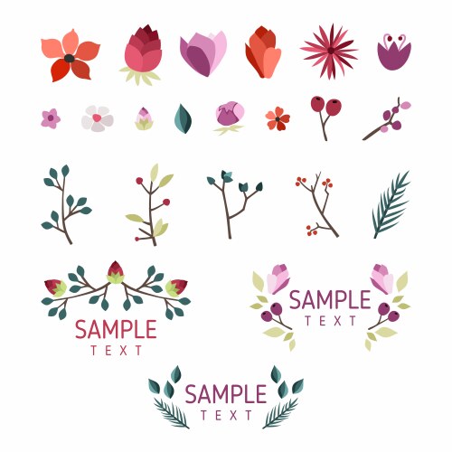 Vintage ornaments set floral elements for design Vector Image