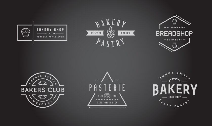 Set of bakery pastry elements and bread icons can vector image