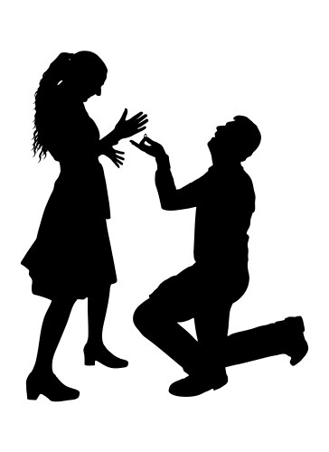 Man kneeling down makes marriage proposal Vector Image