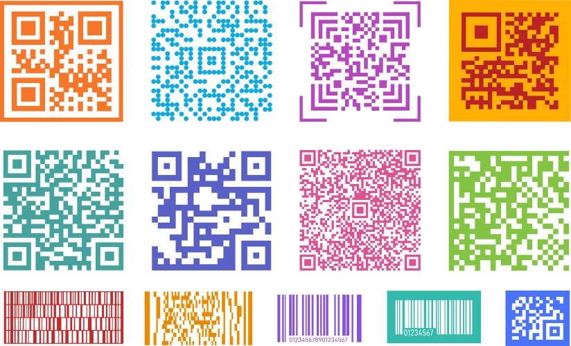Qr codes barcode coding digital elements vector image