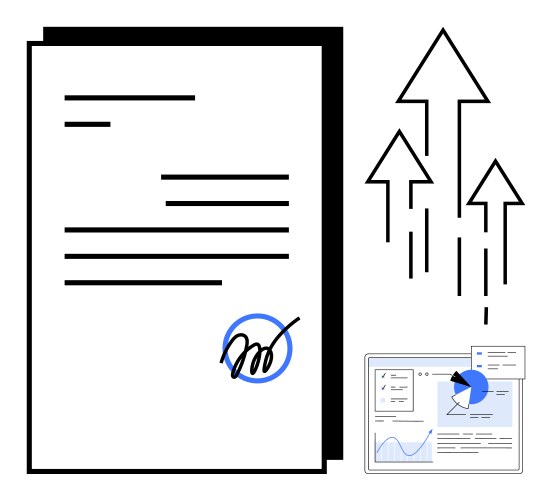 Digital document with signature data analytics vector image