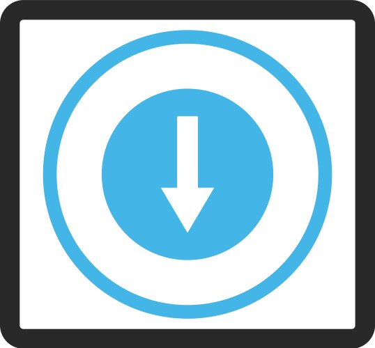 Down rounded arrow icon in a frame Royalty Free Vector Image