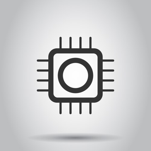 Computer cpu icon in flat style circuit board vector image