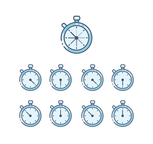 10 60 Minutes Stopwatch Icon Collection Vector Image