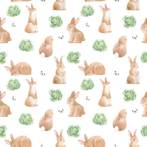 Rabbit hare pattern watercolor Royalty Free Vector Image