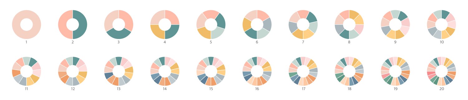 Segment color slice set wheel round diagram part vector image