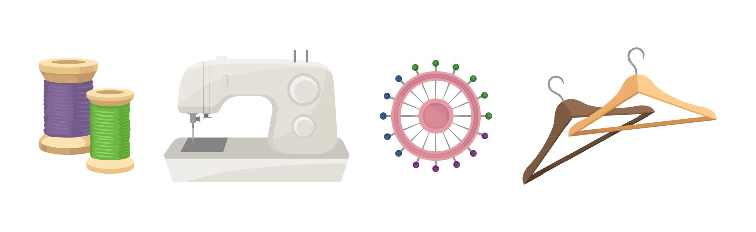 Different sewing tools and equipment Royalty Free Vector