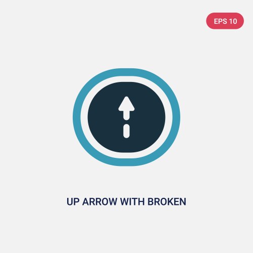 Two color up arrow with broken line icon from vector image