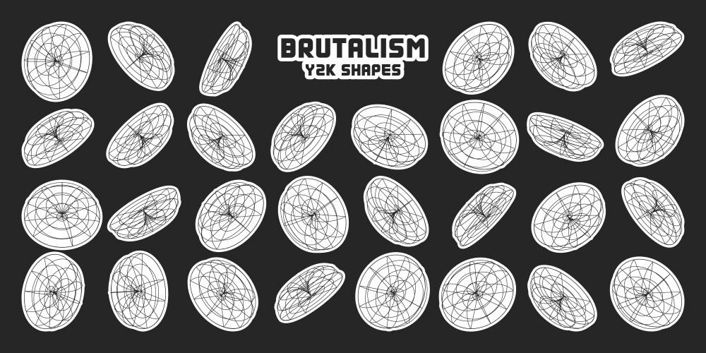 Wireframe lined shapes perspective mesh 3d grid vector image
