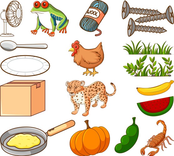 Large set different food and other items vector image