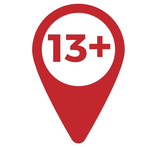 Red drop icon pointer with age limit 13 vector image