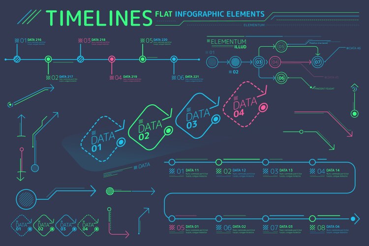 Timelines flat infographic elements vector image