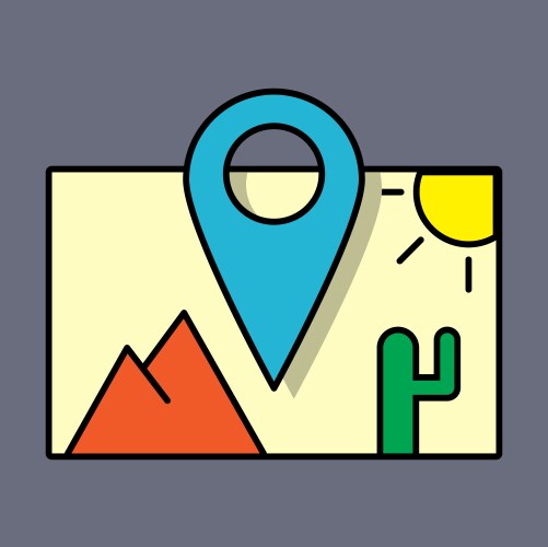 Travel pin location on a global map flat icon vector image