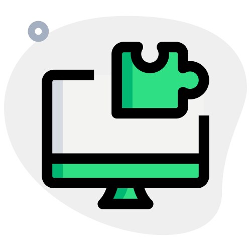 Digital puzzle brain game installed in desktop vector image