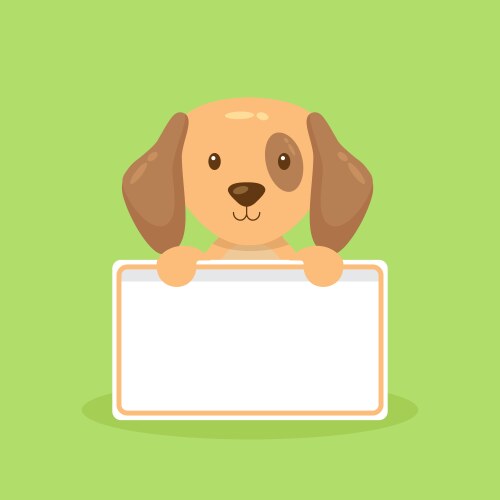 Cute dog holding blank text board vector image