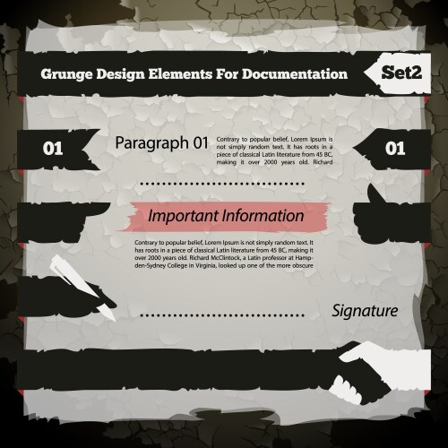 Grunge design elements for documentation set2 vector image