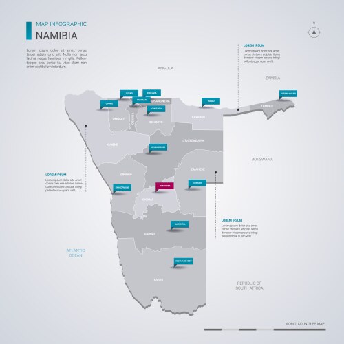 Namibia map with infographic elements pointer vector image