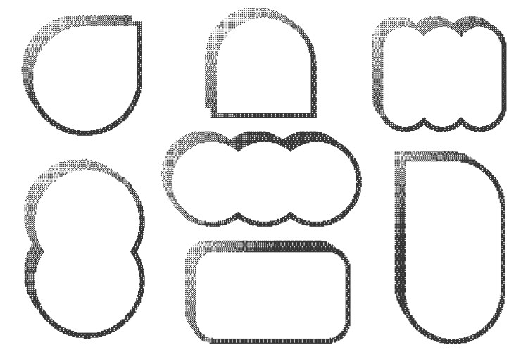 Pixel pattern frames bitmap arch windows on white vector image