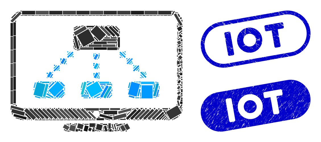 Rectangle mosaic hierarchy monitor with textured vector image