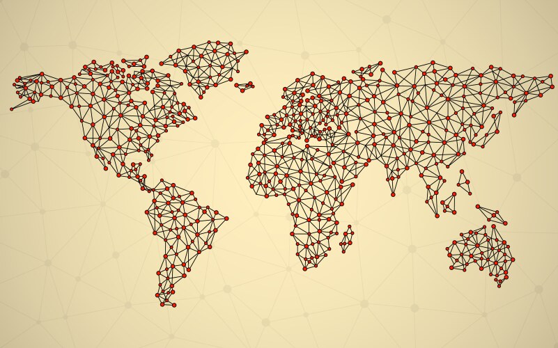 Abstract polygonal world map with dots and lines vector image