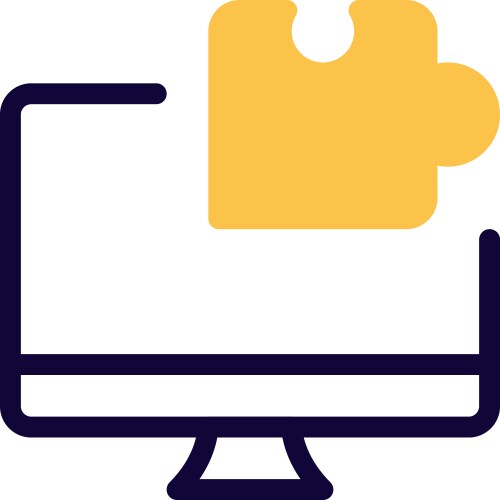 Digital puzzle brain game installed in desktop vector image