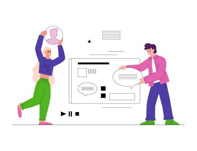 Man and woman web designers create user interface vector image