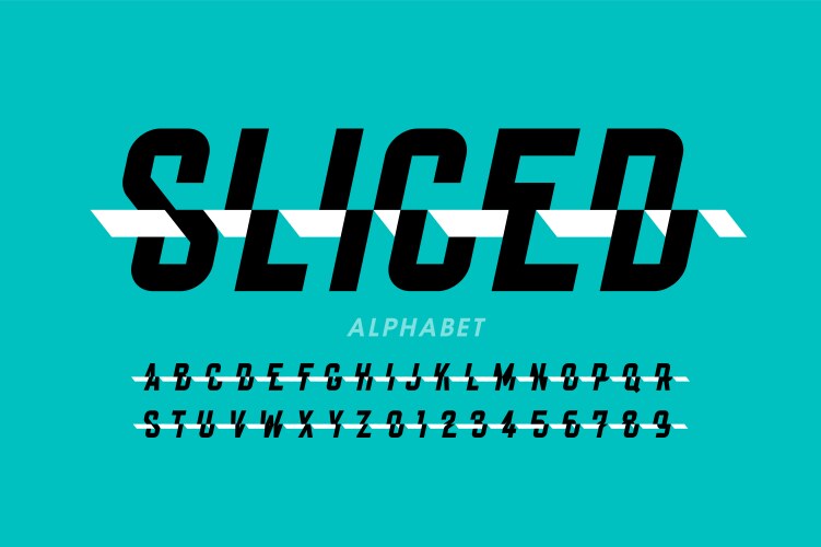 sliced style font alphabet letters and numbers vector image