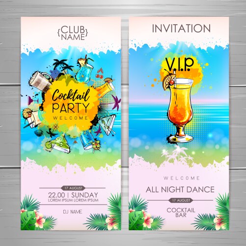 summer cocktail party poster design menu vector image