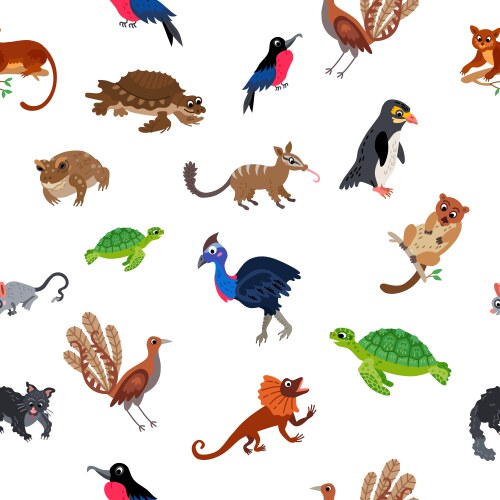 Oceania Animals Flat Pattern Vector Image