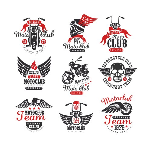 Vintage Motorcycle Club Logos Vector Image