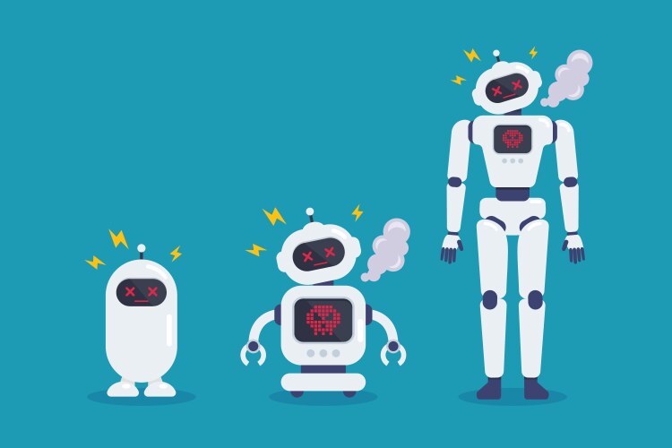 Set of robots crash broken error with spark vektorbild