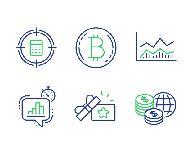 Bitcoin statistics timer and calculator target vector image