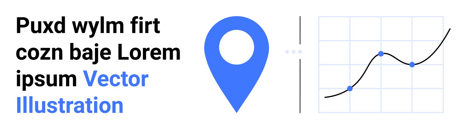 Blue location pin with a line graph showing data vector image