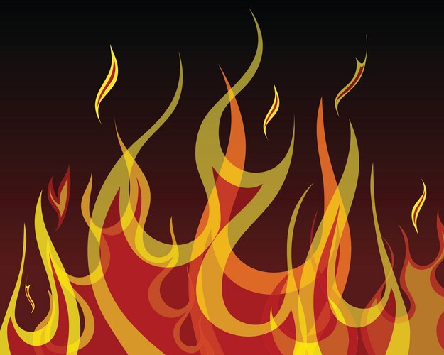 Cartoon fire flame flat icon Royalty Free Vector Image