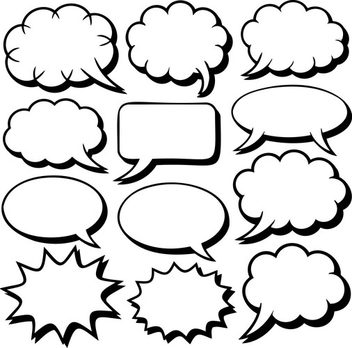 Hand Drawn Speech Bubbles & Thought Clouds Vector Image