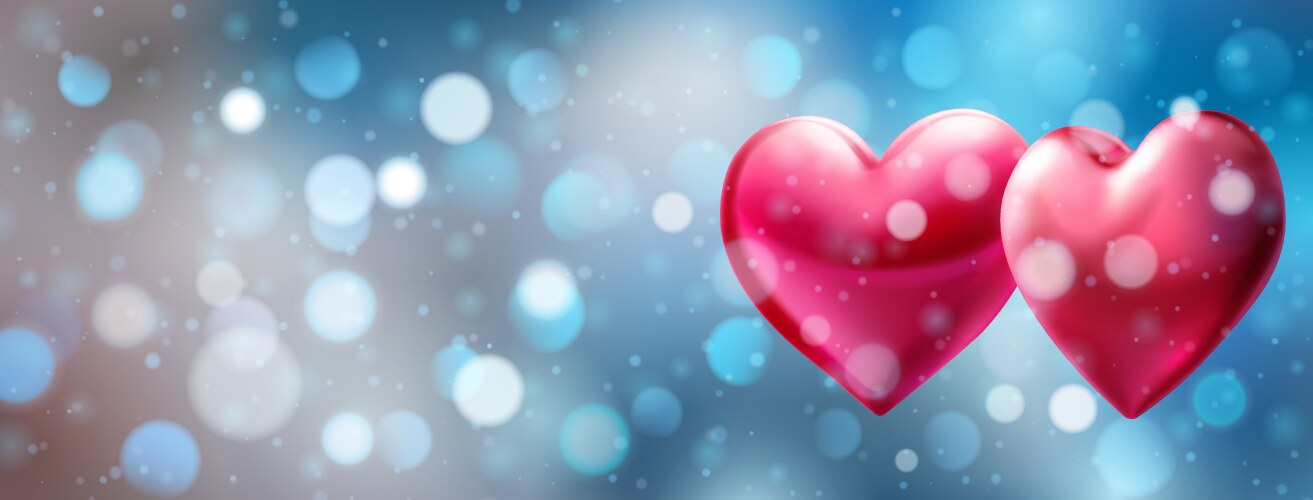 Abstract bokeh background with hearts vector image
