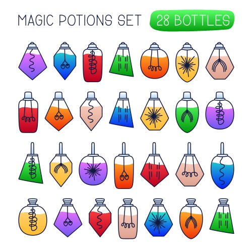 mega set of potion hand drawn collection vector image vector image